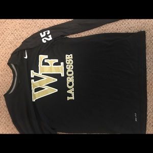 black long sleeve wake forest lacrosse shirt